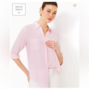 Lilly Pulitzer Sea View Linen Button Down Top NWT